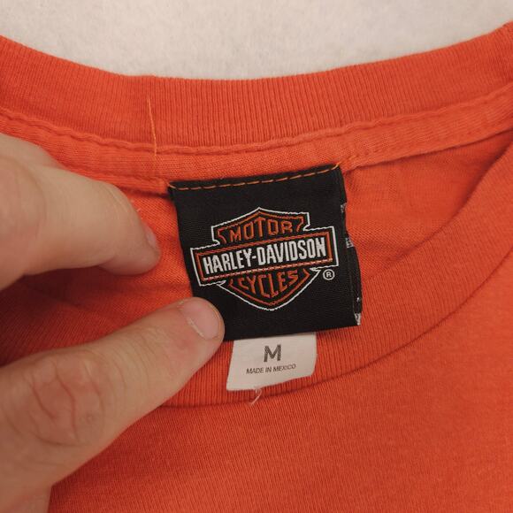Harley Davidson Casual Short Sleeve Graphic Shirt Mens Size Medium M Orange - Picture 3 of 9